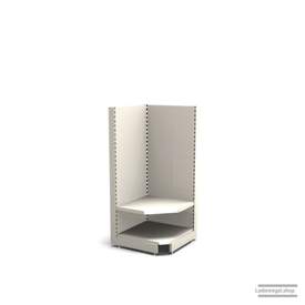 Ihre Verkaufsregal-Innenecke | H 160 cm | B 74 cm | T 57 cm | 1 FB T 37 cm | RAL 9001 | Artikelnummer: SR-74-160-57-1-37-IEK-J