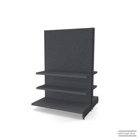 Ihr Gondelregal mit Lochrückwand | H 180 cm | B 125 cm | T 2x 57 cm | 4 FB T 37 cm  | RAL 7015 | Artikelnummer: AFGR-125-180-57-4-37-LRW-S