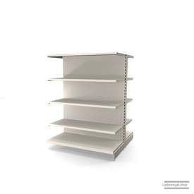 Ihr individuelles Gondelregal | H 160 cm | B 125 cm | T 2x 57 cm | 8 FB T 47 cm | RAL 9001 | Artikelnummer: AFGR-125-160-57-8-47-J