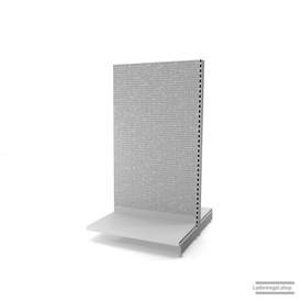 Ihr Gondelregal mit Lochrückwand | H 180 cm | B 100 cm | T 2x 57 cm | 0 FB | RAL 7035 | Artikelnummer: AFGR-100-180-57-0-37-LRW-L
