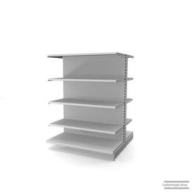 Ihr individuelles Gondelregal | H 160 cm | B 125 cm | T 2x 57 cm | 8 FB T 47 cm | RAL 7035 | Artikelnummer: AFGR-125-160-57-8-47-L