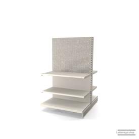 Ihr Gondelregal mit Lochrückwand | H 160 cm | B 100 cm | T 2x 57 cm | 4 FB T 47 cm  | RAL 9001 | Artikelnummer: AFGR-100-160-57-4-47-LRW-J