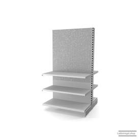 Ihr Gondelregal mit Lochrückwand | H 180 cm | B 100 cm | T 2x 47 cm | 4 FB T 47 cm  | RAL 7035 | Artikelnummer: AFGR-100-180-47-4-47-LRW-L
