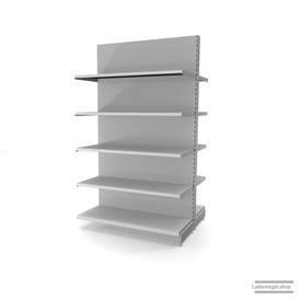 Ihr individuelles Gondelregal | H 210 cm | B 125 cm | T 2x 47 cm | 8 FB T 47 cm | RAL 7035 | Artikelnummer: AFGR-125-210-47-8-47-L