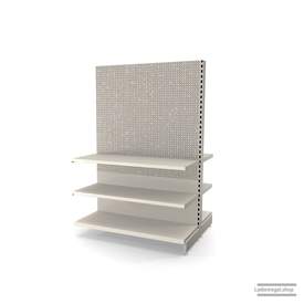 Ihr Gondelregal mit Lochrückwand | H 180 cm | B 125 cm | T 2x 47 cm | 4 FB T 47 cm  | RAL 9001 | Artikelnummer: AFGR-125-180-47-4-47-LRW-J