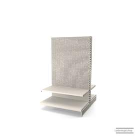 Ihr Gondelregal mit Lochrückwand | H 160 cm | B 100 cm | T 2x 57 cm | 2 FB T 47 cm  | RAL 9001 | Artikelnummer: AFGR-100-160-57-2-47-LRW-J