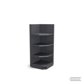 Ihre Verkaufsregal-Innenecke | H 180 cm | B 74 cm | T 57 cm | 3 FB T 37 cm | RAL 7015 | Artikelnummer: SR-74-180-57-3-37-IEK-S