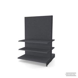 Ihr Gondelregal mit Lochrückwand | H 180 cm | B 125 cm | T 2x 57 cm | 4 FB T 47 cm  | RAL 7015 | Artikelnummer: AFGR-125-180-57-4-47-LRW-S