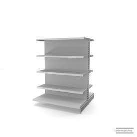 Ihr individuelles Gondelregal | H 160 cm | B 125 cm | T 2x 57 cm | 8 FB T 37 cm | RAL 7035 | Artikelnummer: AFGR-125-160-57-8-37-L