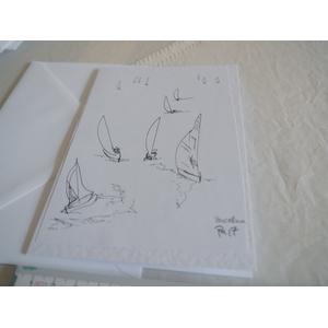 Segelboot Barcelona gezeichnet, digitalisiert und als Kunstkarte fertig gestellt |  | Artikelnummer: 61-2014