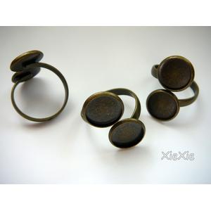 5 Stück Doppel  Ringrohlinge 12mm Fassung bronzefarben |  | Artikelnummer: R445