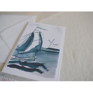 Segelboot delfter Art aquarelliert, digitalisiert und als Kunstkarte fertig gestellt |  | Artikelnummer: 28-2010