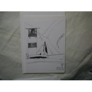 Segelboot mit Leuchtturm Kunstkarte, Portsmouth |  | Artikelnummer: 9-2014