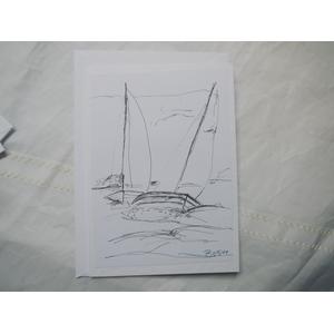 Segelboot Folke 6 gezeichnet, digitalisiert und als Kunstkarte fertig gestellt |  | Artikelnummer: 6-2014