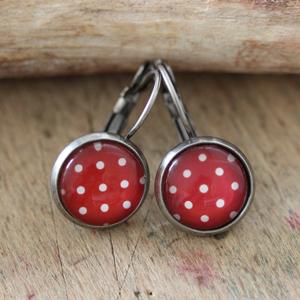 vintage Ohrringe 12 mm /PUNKTE/ | rot weiß | Artikelnummer: 4426-6652-6807