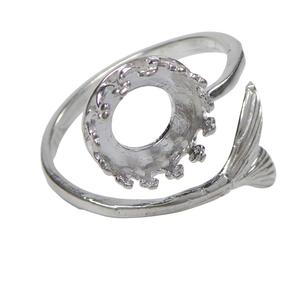 925 Sterling Silber Ring Rohling mit 8mm Fassung mit Fischflosse hell silberfarben |  | Artikelnummer: 10380SH