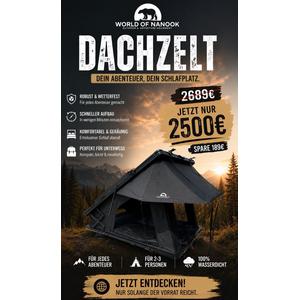 Dachzelt Nanook - Aluminium Hartschale | Solides Aluminium Hartschalenzelt 130 - Nanook schwarz | Artikelnummer: WoN-Nanook-DZ130
