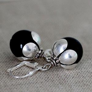 Onyx Ohrringe | versilbert mit Edelstein | Artikelnummer: 0022