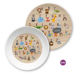 ABC Tier Kinderteller Holzfarben | Kinderteller mit Namen aus Melamin, BPA frei, für die Spülmaschine | Artikelnummer: 114216779 20