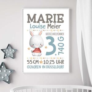 Geburtsanzeige | Poster | Namensposter  | Personalisiertes Geburtsposter, Namensbild, Babyzimmerdeko | Artikelnummer: 21057029 -5