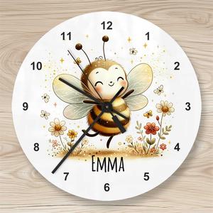 Personalisierte Kinderzimmeruhr Biene | Wanduhr für Kinder Namen personalisiert | Artikelnummer: 3523-0351-2270