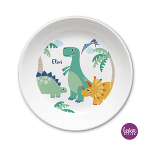 Kinderteller Schale Dinos | Teller mit Namen aus Melamin BPA frei | Artikelnummer: 4521923
