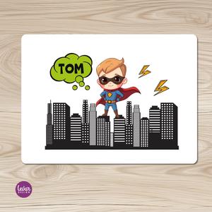 Hero - Superhelden, Tischset, Platzset  | Tischset mit Namen personalisiert, abwischbar | Artikelnummer: 68142087 -2