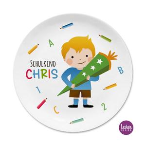 Kinderteller Schulkind personalisiert | Eßeller aus hochwertigem Melamin, BPA frei | Artikelnummer: 1265-2606-2528