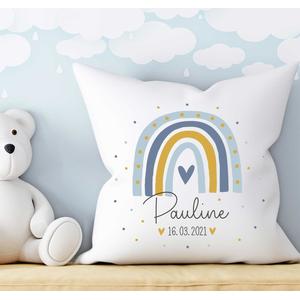 Personalisiertes Kissen | Geburtskissen Regenbogen | Zauberhaftes weiches Kissen mit Füllung | Artikelnummer: 2854-1836-2286