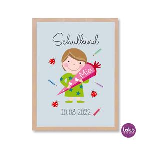 Mädchen Schulkind Kunstdruck  | Hochwertiger Kunstdruck auf Aquarellpapier | Artikelnummer: 1068-8001-1823