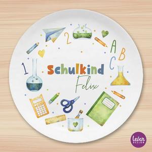 Kinderteller Schulkind 2026 | Teller aus Melamin und BPA frei  | Artikelnummer: 2453-7214-3548 90