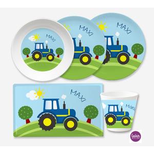 Traktor Kindergeschirr Set 5 teilig  | Geschirrset aus Melamin und BPA frei für Kinder | Artikelnummer: 7542-3073-5715