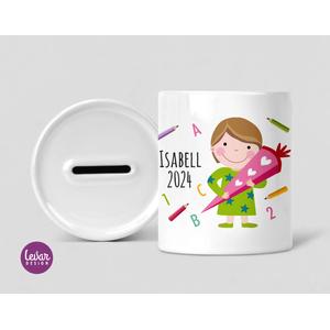 Spardose zur Einschulung personalisiert  | Tolle Spardose mit Wunschnamen | Artikelnummer: 778900
