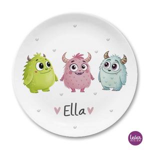 Kleine Monster - personalisierter Kinderteller  | Großer Teller aus Melamin  | Artikelnummer: 68118185