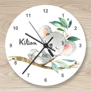 Kinderzimmer Uhr Koala | Wanduhr für Kinder Namen personalisiert | Artikelnummer: 7655-2602-4444