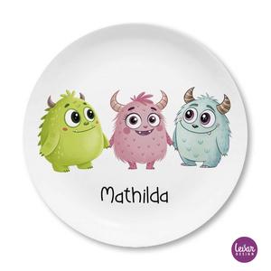 Kleine Monster - personalisierter Kinderteller  | Großer Teller aus Melamin  | Artikelnummer: 68118185
