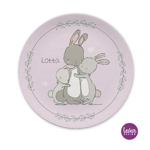 Kinderteller mit Name Hasen | Teller mit Namen aus Melamin BPA frei | Artikelnummer: 65984841 -2