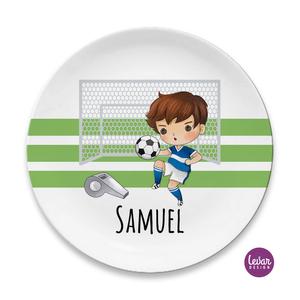 Fussball Melaminteller für Kinder | Eßteller mit Namen personalisierbar, BPA frei | Artikelnummer: 1262-2762-4248