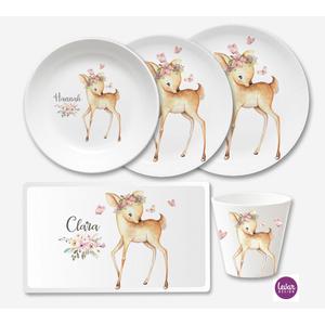 Kindergeschirr Set 5 teilig Reh | Geschirrset aus Melamin und BPA frei für Kinder | Artikelnummer: 7545-8425-1542