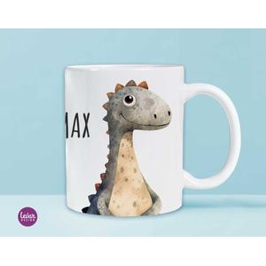 Keramiktasse mit Henkel Dinos | Hochglänzende Keramiktasse | Artikelnummer: 2021-8106-5682