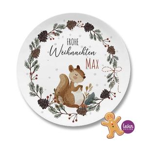 Weihnachtsteller, Nikolausteller Tannenzapfen | Kinderteller mit Namen aus Melamin BPA frei ♥ Made in Germany ♥  | Artikelnummer: 2128-7436-8102