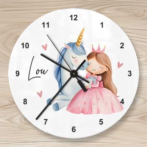 Personalisierte Kinderzimmeruhr - Einhorn | Leise tickende Wanduhr für Kinder Namen personalisiert | Artikelnummer: 7774-7701-2570