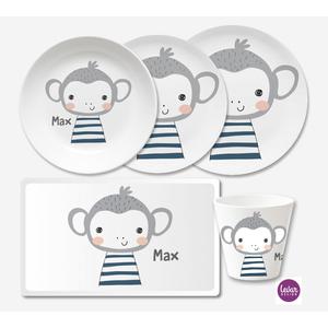 Affe Kindergeschirr Set 5 teilig  | Geschirrset aus Melamin und BPA frei für Kinder | Artikelnummer: 3800-2534-7405