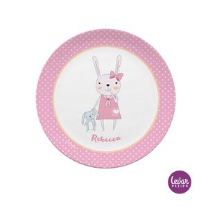 Kinderteller Hase | Zauberhafter Melamineller mit Namen | Artikelnummer: litelhase18