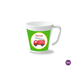 Kinderbecher mit Henkel, Feuerwehr  | Henkelbecher groß, 325 ml,  Ø 9,7 cm, Höhe 10 cm | Artikelnummer: henkbechfeuer -2
