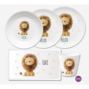 Kindergeschirr Set Löwe | Geschirrset aus Melamin und BPA frei für Kinder | Artikelnummer: 7852-3026-7140 01