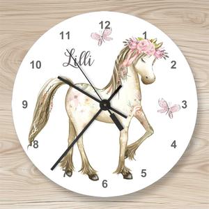 Personalisierte Kinderzimmeruhr - Pferd | Wanduhr mit leisem Laufwerk | Artikelnummer: 5370-0246-6145