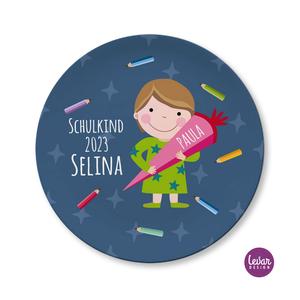 Kinderteller Schulkind personalisiert | Eßteller aus Melamin, BPA frei und hergestellt in Deutschland | Artikelnummer: 2255233