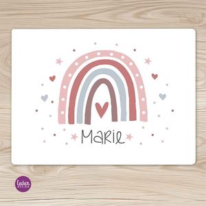 Tischset, Platzdeckchen, Regenbogen | Abwischbares Tischset mit Namen personalisiert | Artikelnummer: 3217-0184-6815