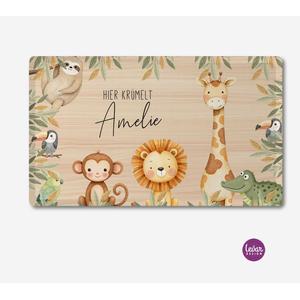 Hier krümelt - personalisiertes Brettchen für Kinder, Holzoptik | Brettchen aus Melamin, BPA frei und hergestellt in Deutschland | Artikelnummer: 1116645512